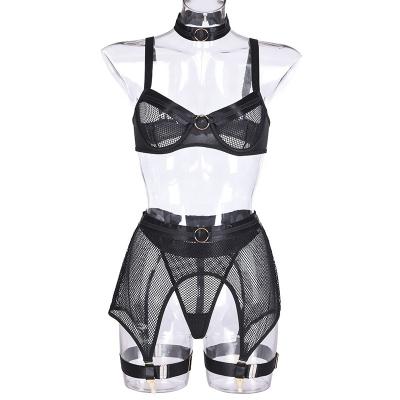 China 2022 newest sexy mature woman women's sex underwear club wear 4 pieces set with neck ring bar wear underwear woman sex for sale