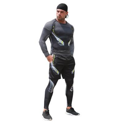 China 3XL Gym Stretch Suit Quick-Dry Men Sportswear Breathable Running Fitness Fit Shorts Long Sleeve Suit Gym Fitness Sets for sale