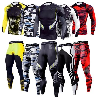 China 3XL Gym Suit Breathable Breathable And Running Stretch Quick-Drying Men Sport Fitness Fit Shorts Long Sleeve Suit Gym Fitness Sets Men for sale