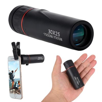 China Mini Portable Phone Telescope Black 30 X.25 HD Eco-friendly Rubber Zoomable 10X Optical Rubber Monocular Square Waterproof For Travel Hunting for sale