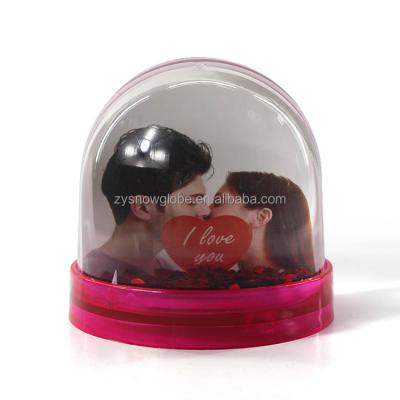 China Public factory direct plastic picture insert snow globe for sale