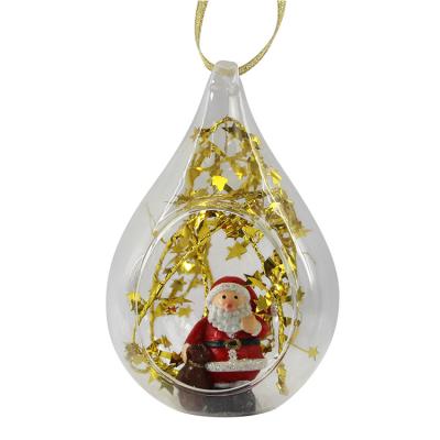 China Christmas Decoration 6.5*6.5*10cm Santa Glass Hanging Ball for sale