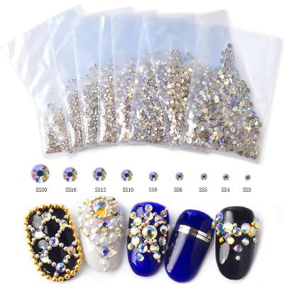 China Shiny Nail Art Decorations of Crystal Rhinestones Mix Sizes Shiny Flatback 3d Glass from Hot Selling Brilliant ab for sale