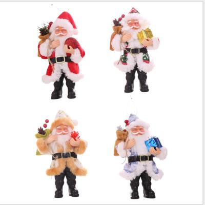 China New Santa Claus Ornaments Standing Dolls Ornaments Resin Cloth Christmas Decorations Doll Pendants for sale