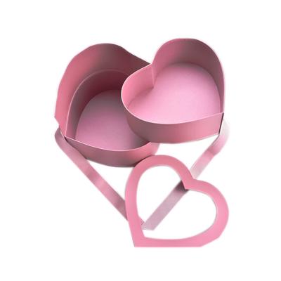 China Heart Shape Recyclable Flower Cardboard Paper Box Recyclable Empty Pink Handmade Luxury Paper Box With Drawer for sale