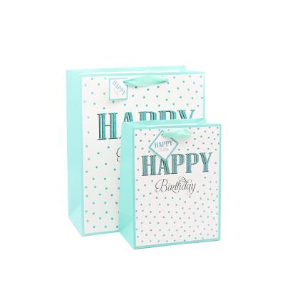 China China Supplier Custom Handmade Glitter Happy Birthday Party Gift Paper Bags With Rope Handle for sale