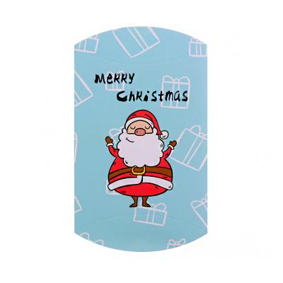 China Hot Sale Design Handmade Christmas Pillow Shape Blue Candy Folding Pillow Paper Box China Packaging Paper Box for sale