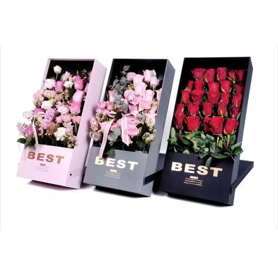 China Recyclable Black Paper Package Cardboard Hat Flower Paper Box Flower Hat Paper Box For Flowers for sale