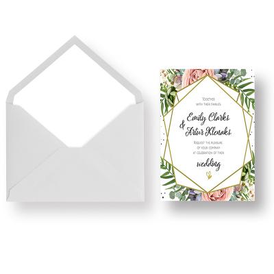 China Popular Europe Plant Flower Design Invitation Printing Greeting Cards For Wedding for sale