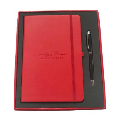 China Hongxi Red Luxury Custom Size Pen Gift Notebook Set For Hardcover OEM ODM Hardcover Book Gift Notebook Size for sale