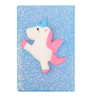 China Hongxi OEM ODM Hardcover Notebook 3D Unicorn Notebook For Kids Blue 60 White Pages Unicorn Notebook For Kids for sale