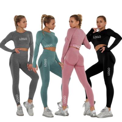 China Hot Sale Breathable Logo Conjunto De Yoga Roupas Esportivas Custom Made 2 Pieces Set Women Vetement Sport Ropa Deportiva Gym Clothing for sale