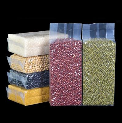 China Moisture Proof Transparent Side Seal Gusset Vacuum Hot Beans Corn Rice Brick Packing Bag for sale