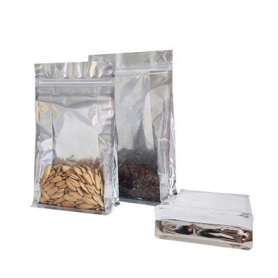 China Moisture Proof In Stock Food Grade Aluminum Foil Flat Bottom Bag Resealable Ziplock Snacks Nuts Packaging for sale