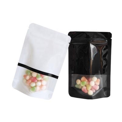 China Hot Selling Moisture Proof Resealable Small Plastic Zip Lock Packaging Stand Up Pouch Mylar Food Bags With Window for sale