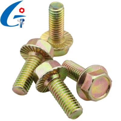 China General Industry Yellow Galvanized Standard Hex Flange Bolt With Serrated for sale