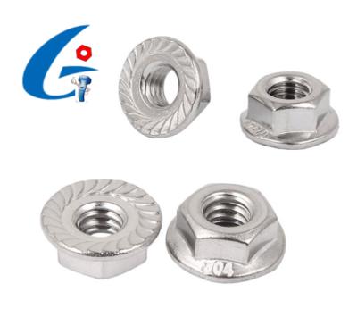 China Automotive Industry 304 Stainless Steel Hex Flange Nut With Serration for sale