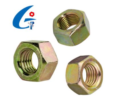 China Automotive Industry Steel Grade 2/5 Finished Hex Head Nut Yellow Galvanized for sale