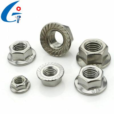 China Heavy Industry Stainless Steel Hex Flange Nut Plain Finish Self Locking Serrated for sale