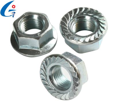 China Heavy Industry Carbon Steel Grade 2 Self Locking Serrated Galvanized Hex Flange Nut for sale