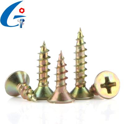 China Yellow Galvanized Flat Carbon Steel Phillips Countersunk Self Tapping Screw for sale