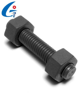 China Black Heavy Industry Carbon Steel Stud Bolt And Hex Nut for sale