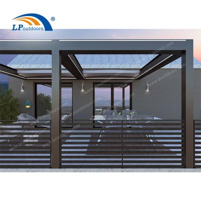 China Customized Aluminum Folding Roof Private Smart Pergola Garden Windproof for sale