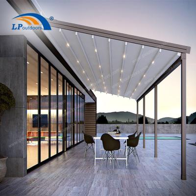 China Fashion Outdoor Aluminum Waterproof Roof Pergola Retractable Windproof Shed for sale