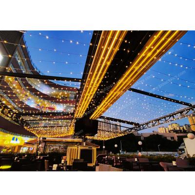 China Expandable Modern LED Mall Plaza Lighting Pergola Outdoor Canteen Canteen Awning For Sun Shading for sale