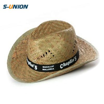 China Wholesale Promotional Custom Straw Band Hats Band Summer Sun Hat Mens Western Hat Cowboy Straw Cowboy Hat for sale