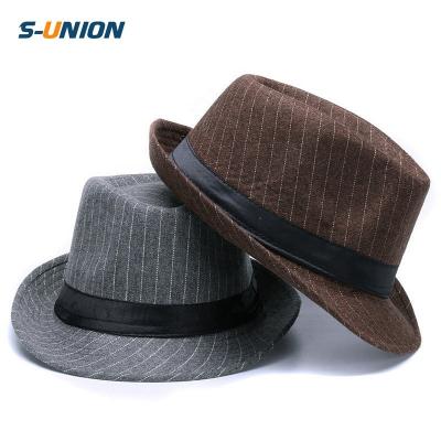 China Fashion Striped S-UNION Felted Hats Artificial Woolen Hats For Men for sale