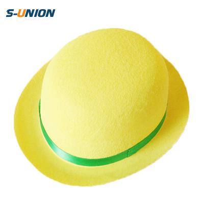 China Wholesale Custom Yellow Round Top Hat Plush S-UION Funny Carnival Clown Jazz Clown Felt Party Thrower Hat for sale