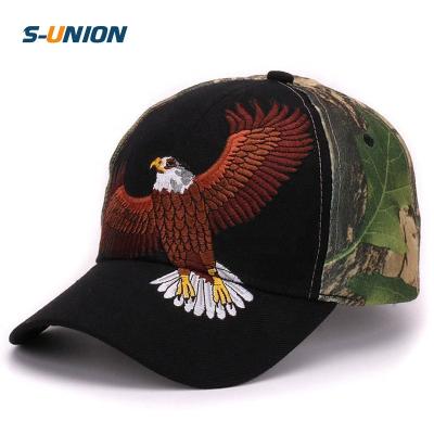 China COMMON 6 Panel Woodland Camouflage Baseball Cap Eagle Horse Embroidery Animal Sports Camouflage Outdoor Hat and Cap for Hunter and Fishman for sale