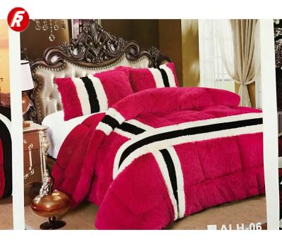 China Disposable Long Hair 3D Patchwork Comforter And Comforter With Pillow Case for sale