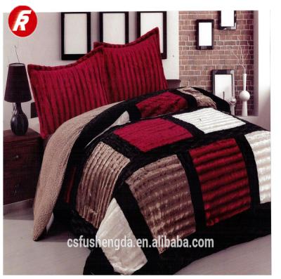 China 2017 latest design super shiny anti-pilling patchwork blanket bed for hot sale for sale