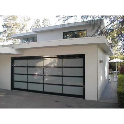 China Modern 2.0mm 5mm thick black aluminum alloy frame tempered frosted glass garage door made in China for sale