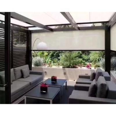 China Minimalist Outdoor Motorized Side Screens Retractable Remote Patio Awnings Roll Curtains for sale