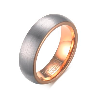 China Poya CLASSIC 6mm Trendy Shinny Black Silver Brushed Rose Gold Tungsten Wedding Men's Engagement Ring For for sale