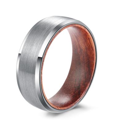 China Rose Gold Black Tungsten Carbide Beveled Edge Rings CLASSIC Natural Wood Coating 8mm 6mm Real Wengue for sale