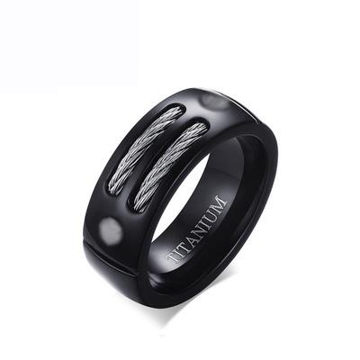 China FASHIONABLE Poya Hot Selling Custom Logo 8mm Polished Ring For Men Daily Wear Titanium Black for sale