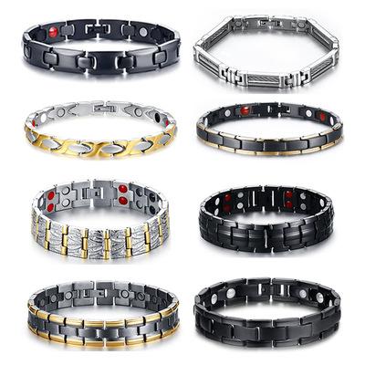 China FASHIONABLE Poya Pure Titanium Black Gold Plated Health Care Therapy Magnetic Bracelet For Women Men Couple for sale