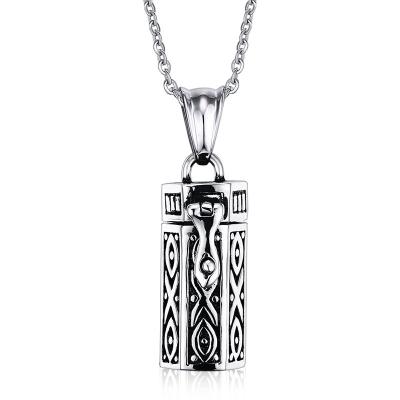 China Poya Retro TRENDY Openable Cuboid Stainless Steel Cremation Urn Necklace For Pet Ash Human Hair Jewelry for sale