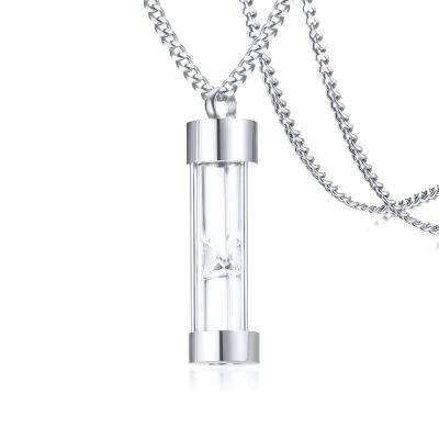 China Poya TRENDY Glass Timeless Hourglass Keepsake Jewelry Memorial Cremation Urn Pendant Necklace for Ashes for sale