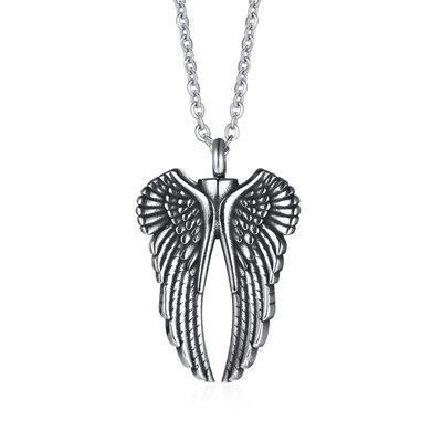 China FASHIONABLE Custom Keepsake Keepsake Urn Pet Ashes Cremation Jewelry Poya Angel Wings Necklace Pendant Charm for sale