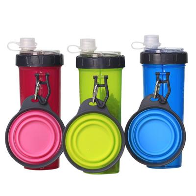 China New Outdoor Portable Plastic Wholesales Dog Driver Water Bottle Dispenser For Dogs And Cat Food Drinking 2in1 for sale