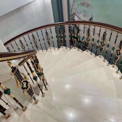 China Traditional villa stairs curved spiral golden aluminum fencing balustrades for sale