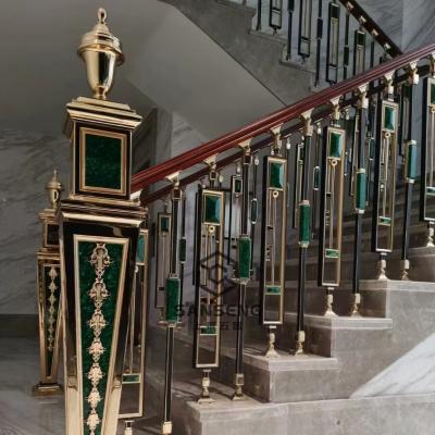 China Traditional villa gold stairs fencing design for sale