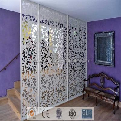 China PVD Plating / Powder Coated High Quality Hotel Living Room Simple Design Laser Cut Fixed Room Divider for sale