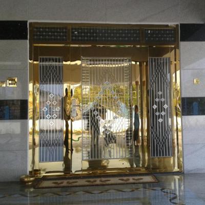 China PVD Plating / Powder Coated Stainless Steel High Quality Exterior Sliding Glass Metal Door for sale