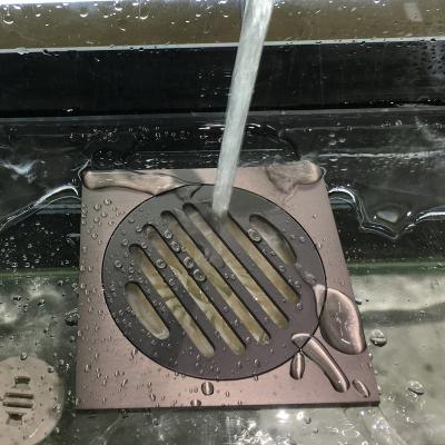 China Modern Copper Floor Drain 10*10cm Bathroom Floor Drain Square For Hotel for sale